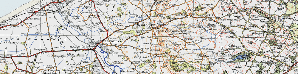 Old map of Bryn Cnewyllyn in 1922