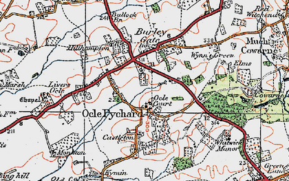 Old map of Ocle Pychard in 1920