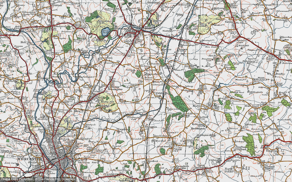 Old Map of Oddingley, 1919 in 1919