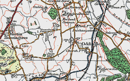 Old map of Oddingley in 1919