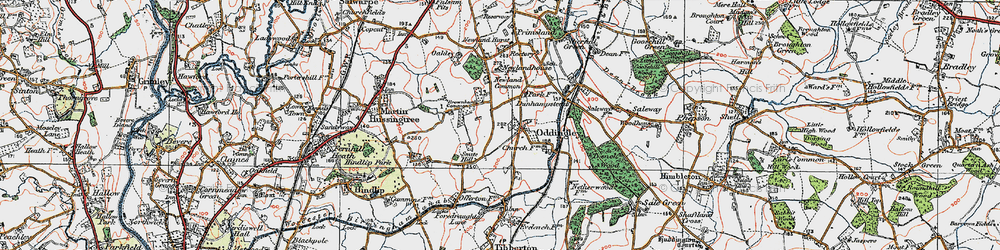 Old map of Oddingley in 1919