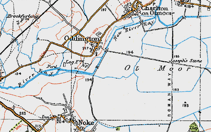 Old map of Oddington in 1919