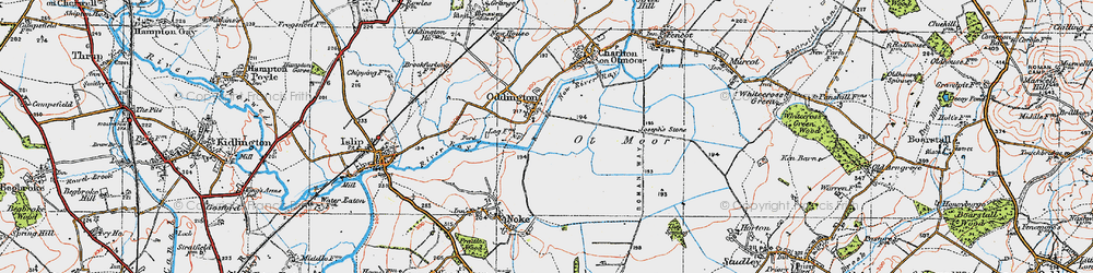 Old map of Oddington in 1919