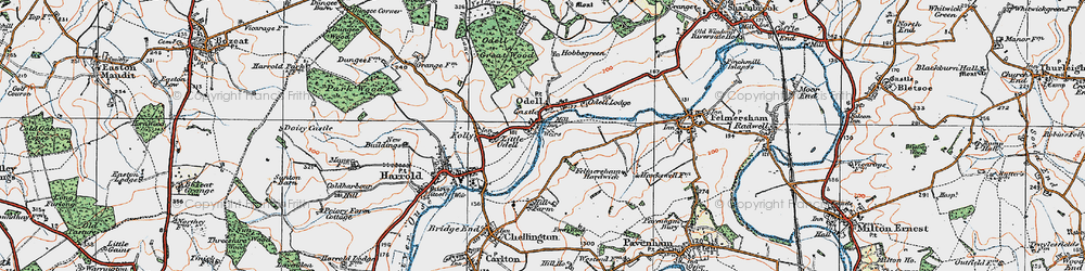 Old map of Odell in 1919