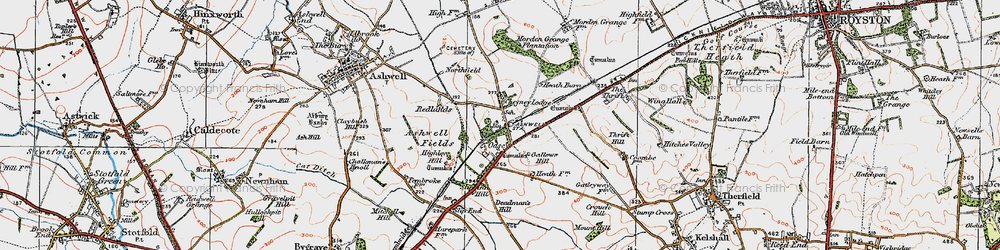 Old map of Ashwell & Morden Sta in 1919