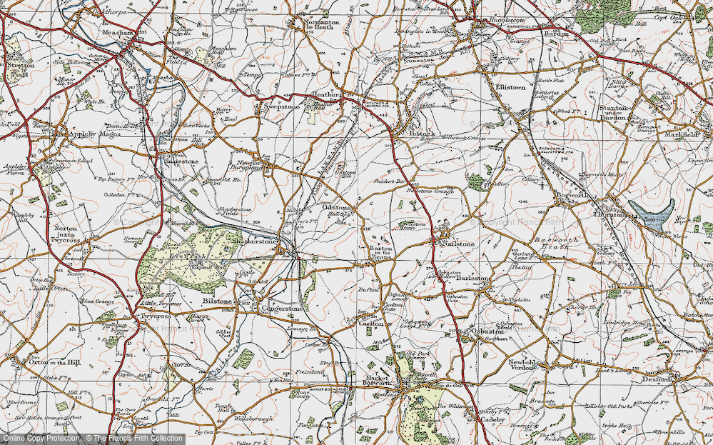 Old Map of Odstone, 1921 in 1921