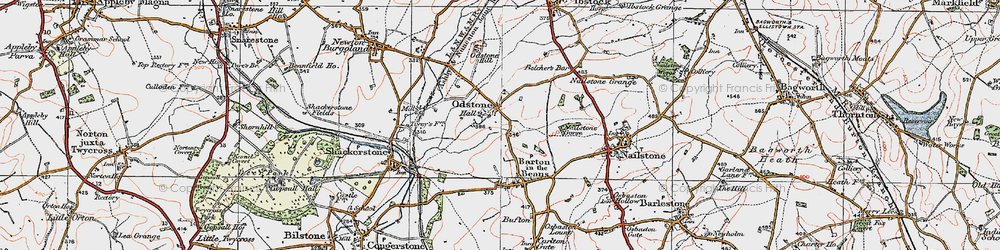 Old map of Odstone in 1921