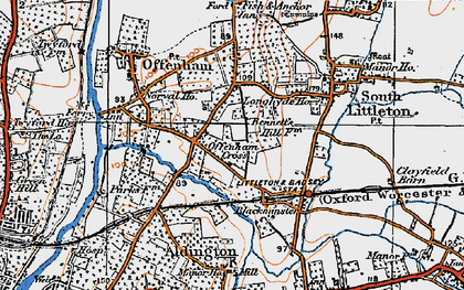 Old map of Offenham Cross in 1919