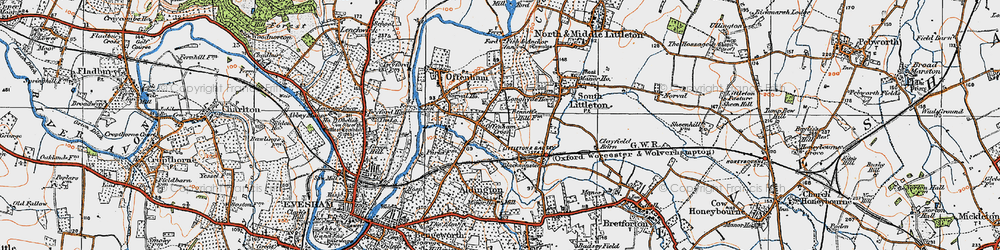 Old map of Offenham Cross in 1919