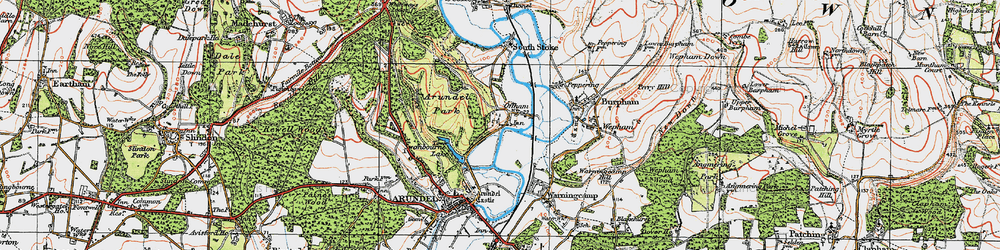 Old map of Offham in 1920