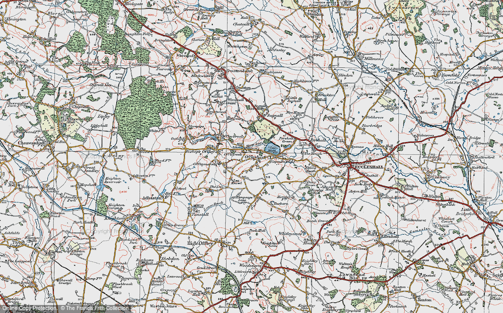 Old Map of Offleyhay, 1921 in 1921