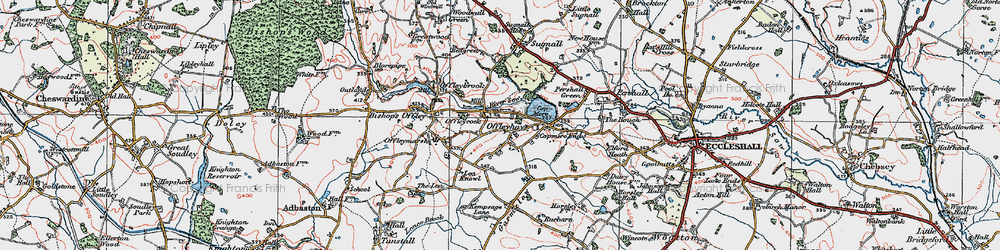 Old map of Offleyhay in 1921