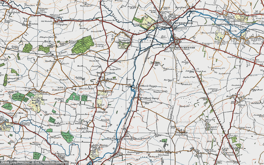 Old Map of Offord Cluny, 1919 in 1919