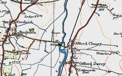 Old map of Offord Cluny in 1919