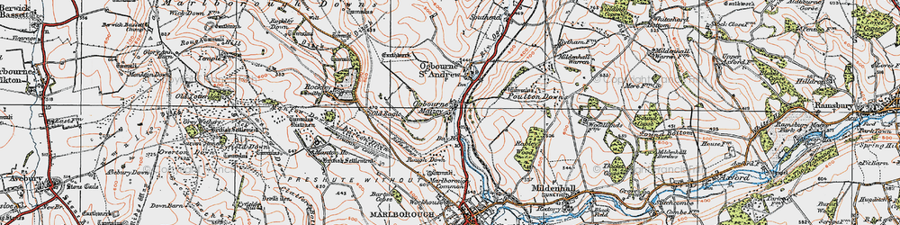 Old map of Ogbourne Maizey in 1919