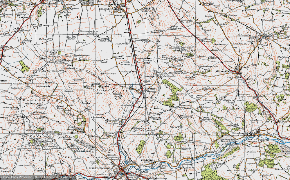 Old Map of Ogbourne St George, 1919 in 1919