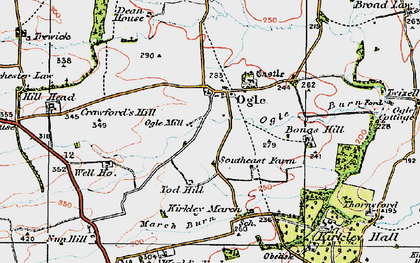 Old map of Ogle in 1925