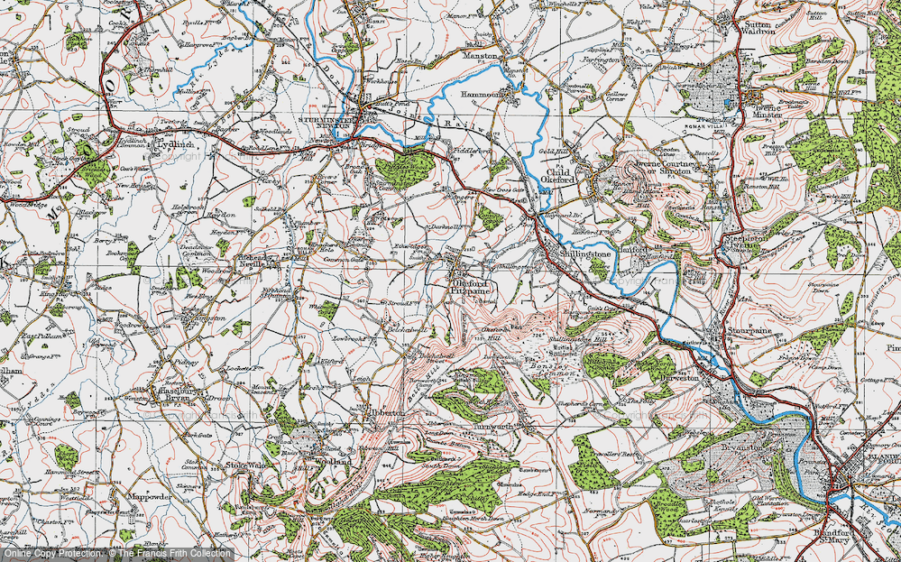 Old Map of Okeford Fitzpaine, 1919 in 1919