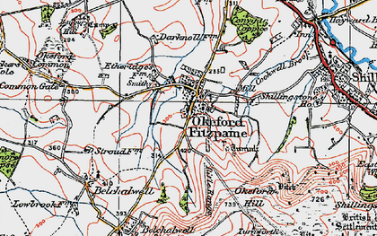 Old map of Okeford Fitzpaine in 1919