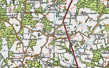 Old map of Oakwood Mill Fm in 1920