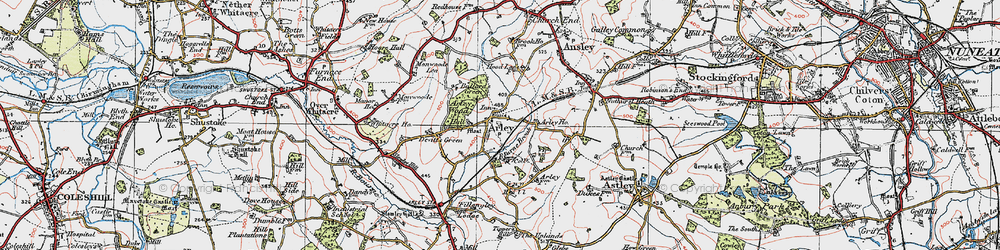 Old map of Old Arley in 1921