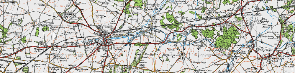 Old map of Old Basing in 1919