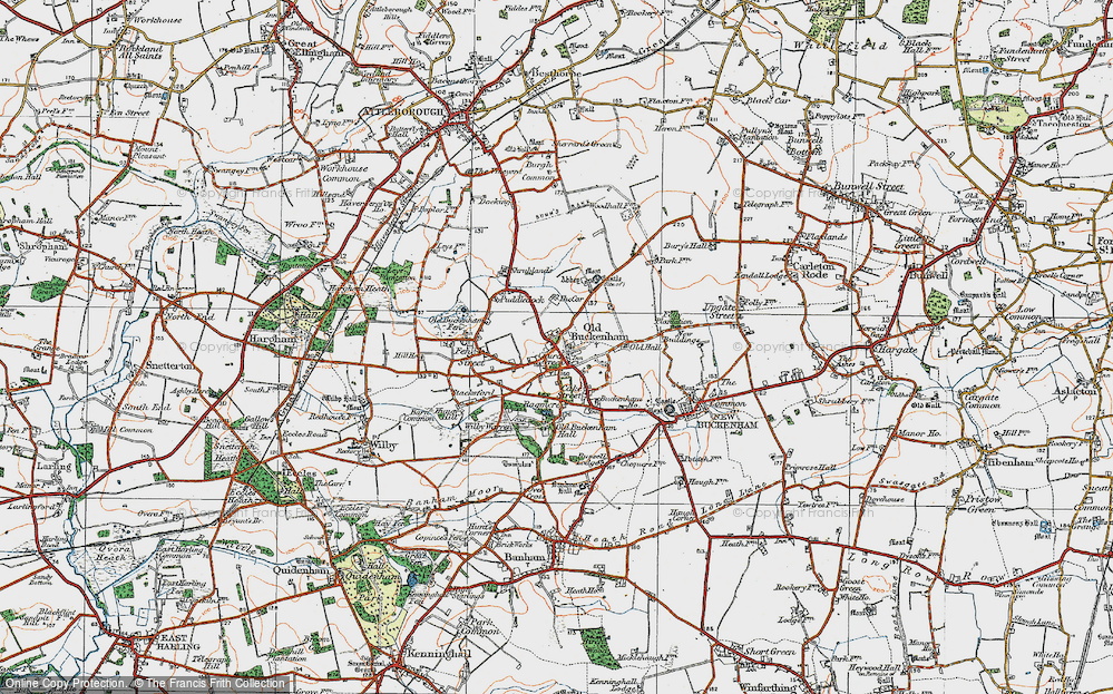 Old Map of Old Buckenham, 1920 in 1920