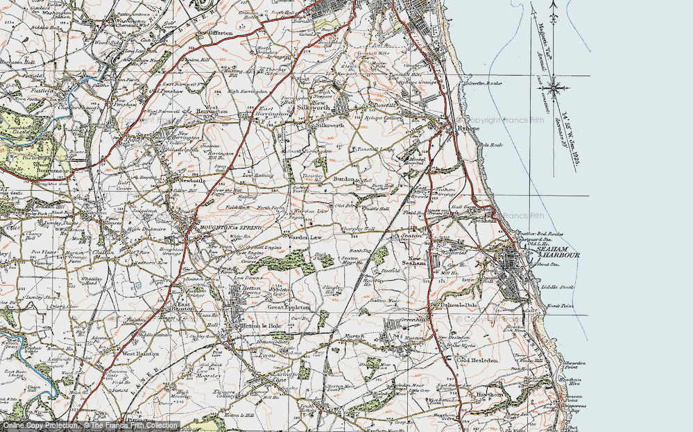 Old Map of Old Burdon, 1925 in 1925