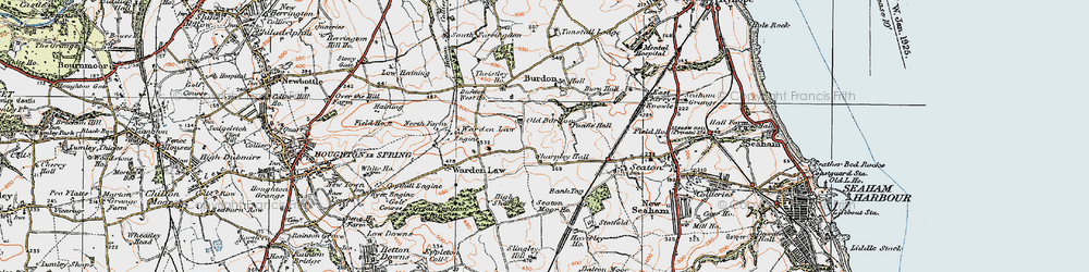 Old map of Old Burdon in 1925