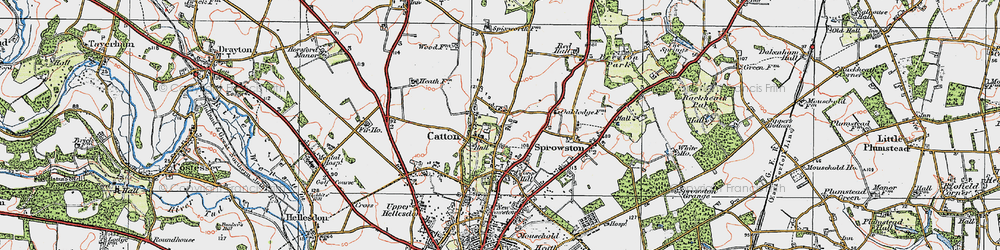Old map of Old Catton in 1922