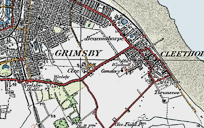Old map of Old Clee in 1923