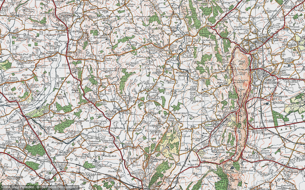 Old Map of Historic Map covering Coddington Cross in 1920