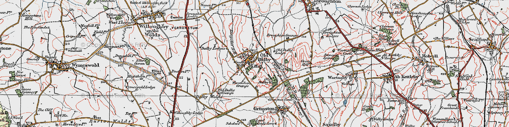 Old map of Old Dalby in 1921