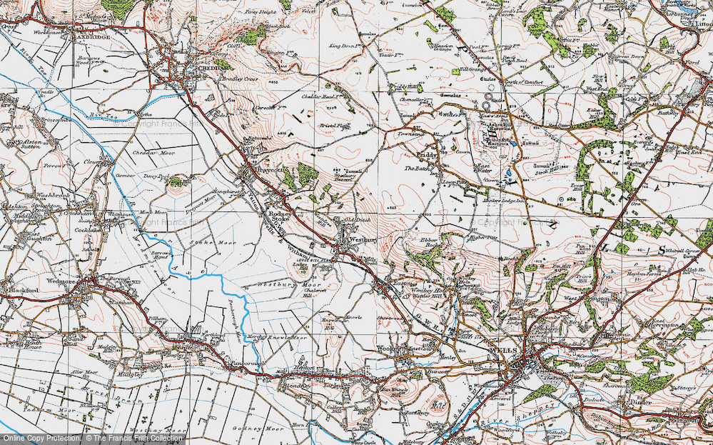 Old Map of Historic Map covering Westbury Beacon in 1919