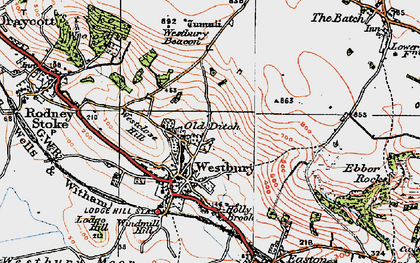 Old map of Westbury Beacon in 1919