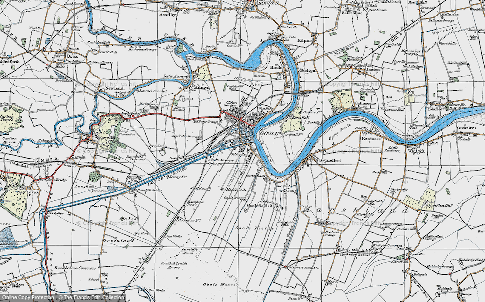 Old Map of Historic Map covering Goole Fields in 1924