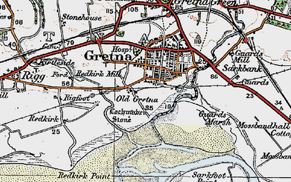 Old map of Old Graitney in 1925