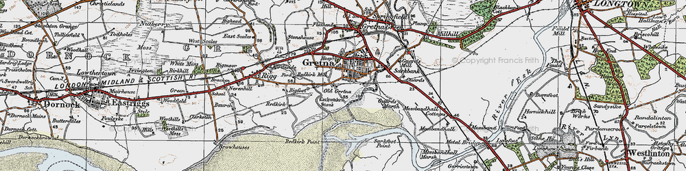 Old map of Old Graitney in 1925