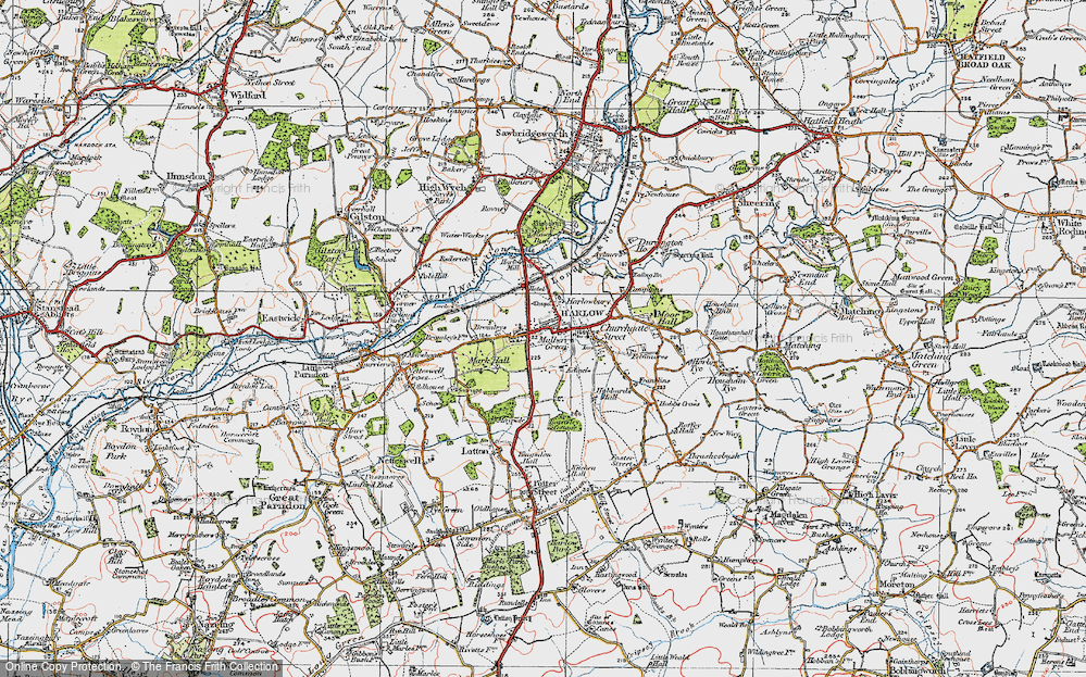 Old Map of Old Harlow, 1919 in 1919