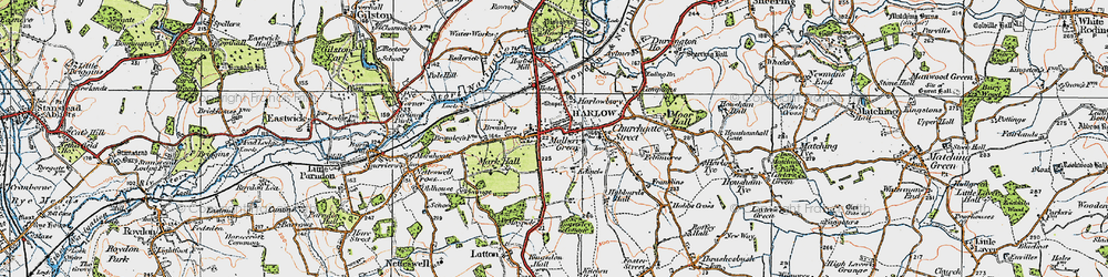 Old map of Old Harlow in 1919