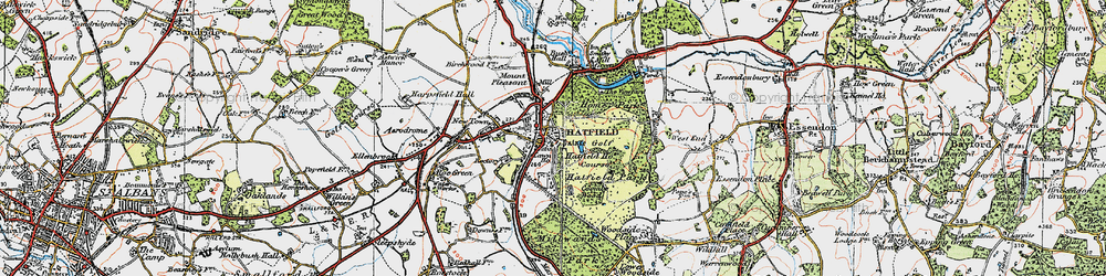 Old map of Old Hatfield in 1920