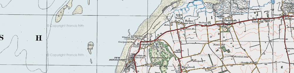 Old map of Old Hunstanton in 1922
