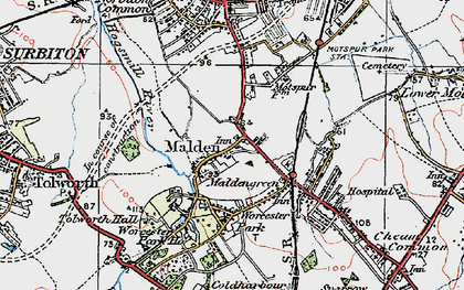 Old map of Old Malden in 1920