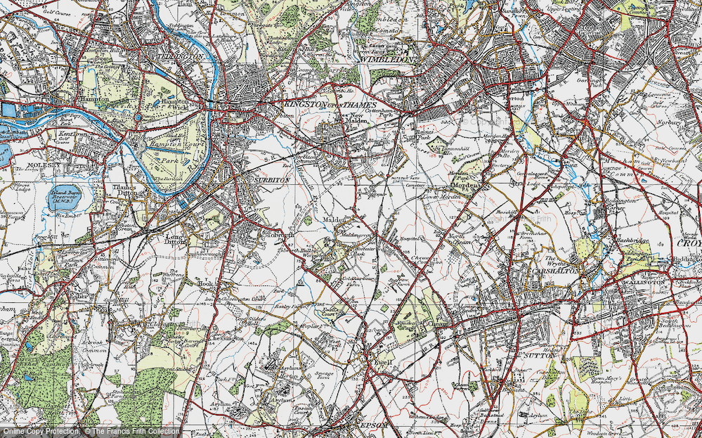 Historic Ordnance Survey Map of Old Malden, 1920