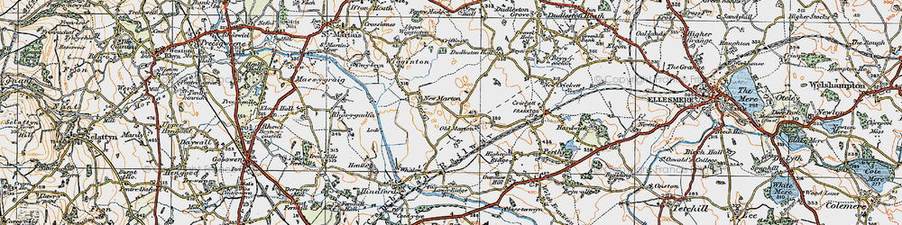 Old map of Old Marton in 1921