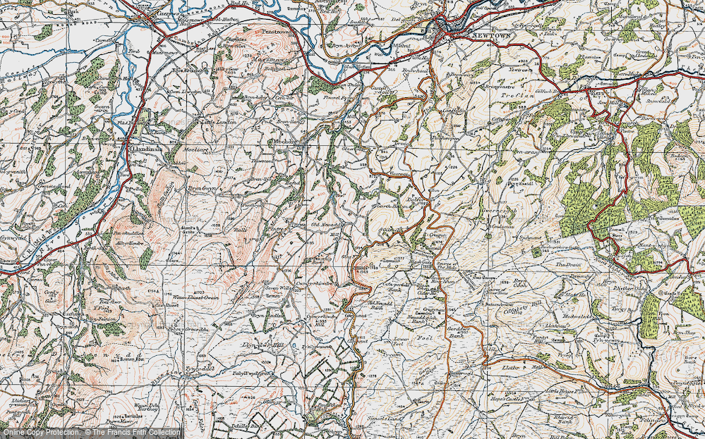 Old Map of Historic Map covering Bryn Cwmrhiwdre in 1921