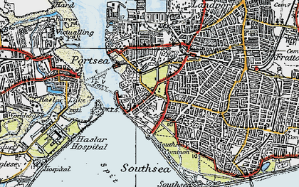 Old map of Old Portsmouth in 1919