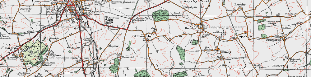 Old map of Old Somerby in 1922