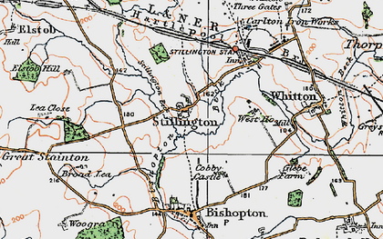 Old map of Bishopton Beck in 1925