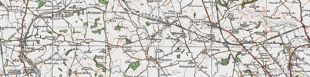 Old map of Old Stillington in 1925
